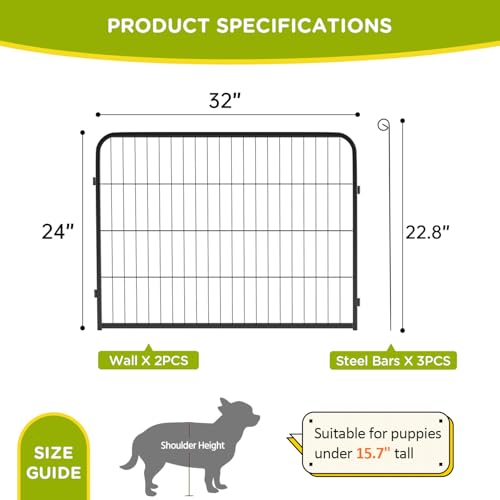 BestPet Dog Playpen Indoor 40 inch 16 Panels Metal Dog Pen Pet Dog Fence Outdoor Exercise Pen with Doors,Pet Puppy Playpen for RV Camping Yard, Black