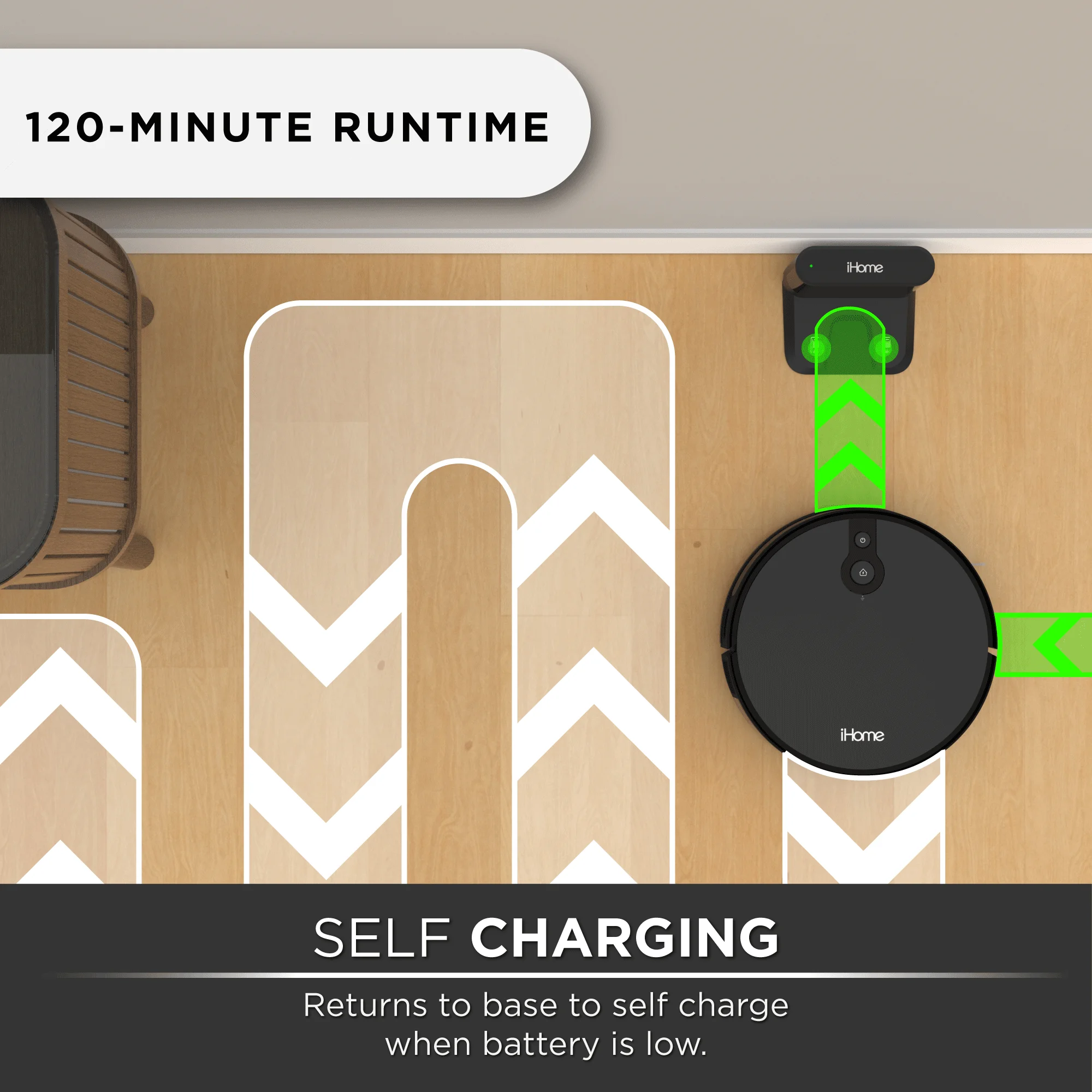 iHome AutoVac Eclipse Robot Vacuum with Mapping Technology, Ultra Strong Suction, 120 Min Runtime
