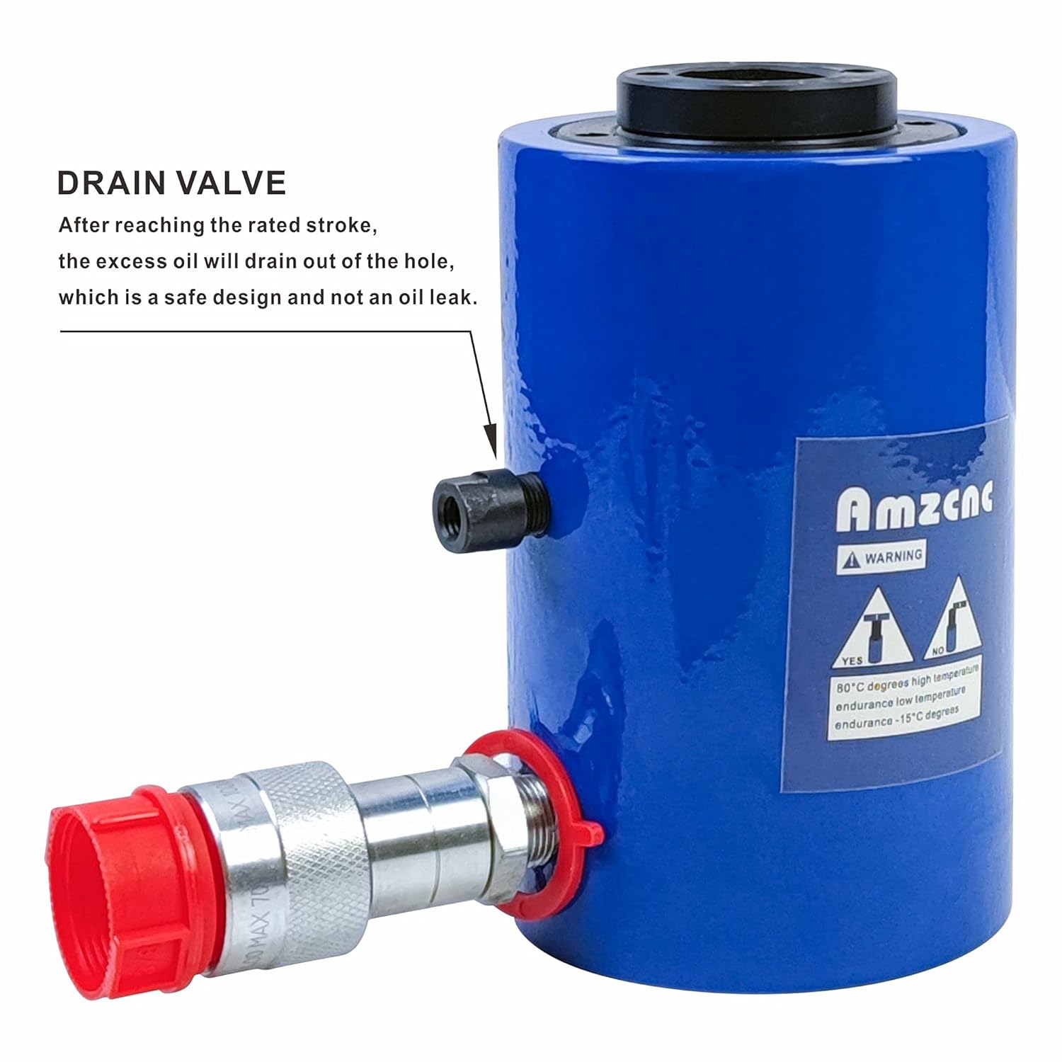 AMZCNC 30T Hydraulic Cylinder Jack Hollow Single Acting Hydraulic Ram Cylinder 2"(50mm) Hollow Hydraulic Lifting Cylinders
