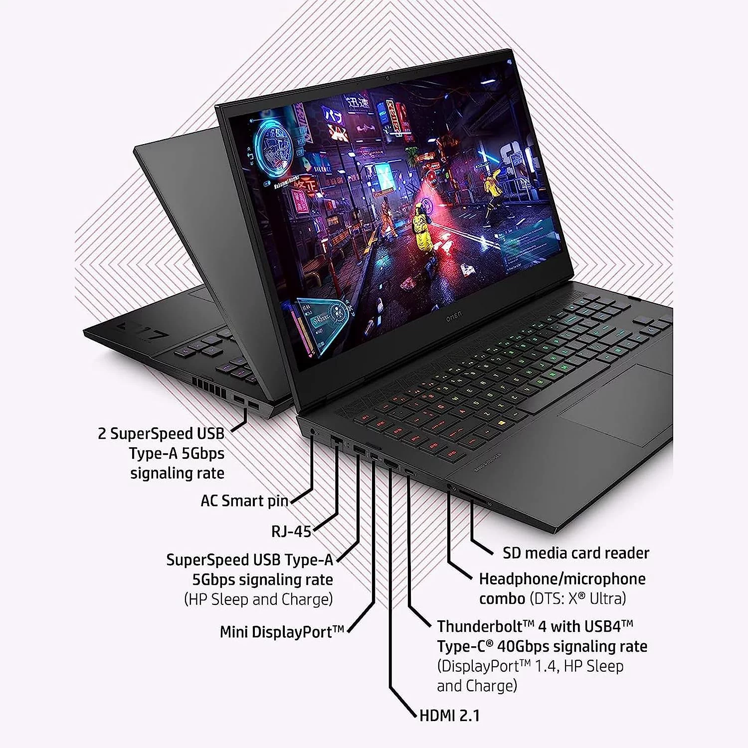 HP OMEN 17.3" 165Hz Gaming Laptop, Intel 12th Core i7-12700H, 32GB DDR5 RAM, 1TB PCIe SSD, NVIDIA GeForce RTX 3070Ti, RGB Backlit Keyboard, Windows 11, Shadow Black, Hotface 32GB USB CardCard