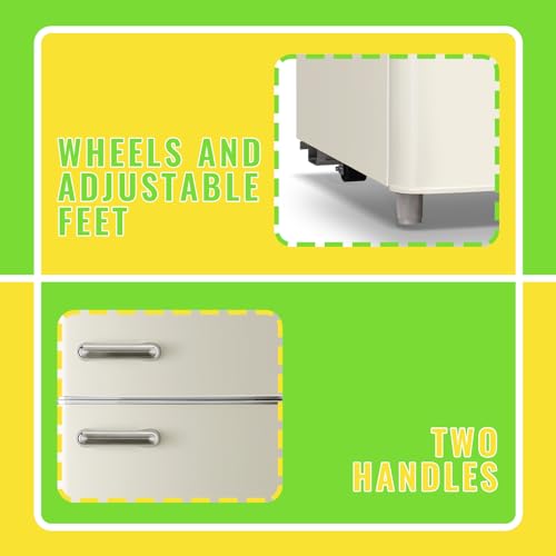 DEMULLER Small Refrigerator with Freezer, 2 Door Mini Fridge with Handle, Apartment Size Refrigerator Top Freezer Compact Fridge for Bedroom, Office, Garage, 3.5 Cu.ft