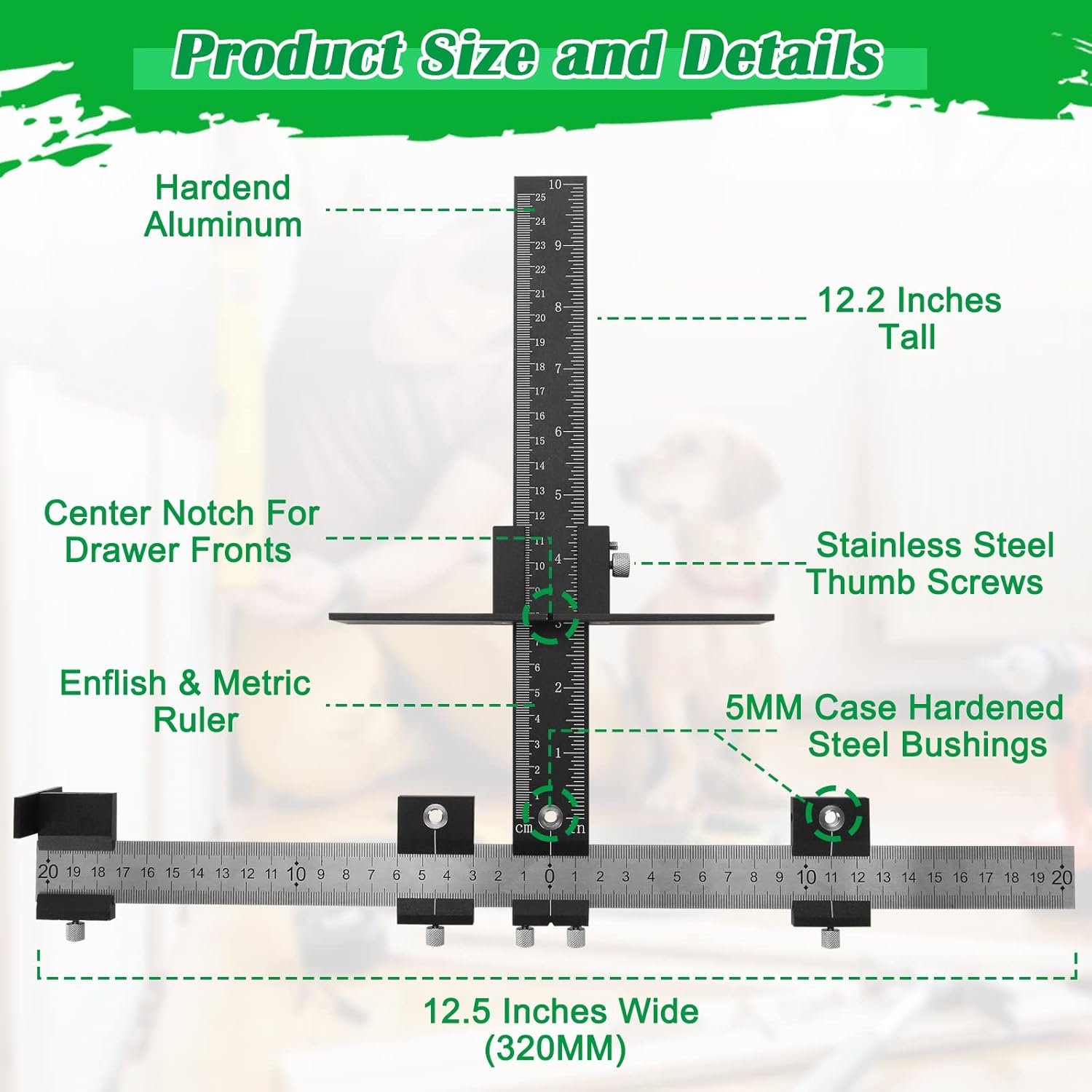 ASCENDAS Cabinet Hardware Jig, Aluminum Alloy Cabinet Jig for Handles and Pulls, Drill Guide Sleeve Drawer Pull Jig Tool for Cabinet Doors Knobs and Drawer Pulls