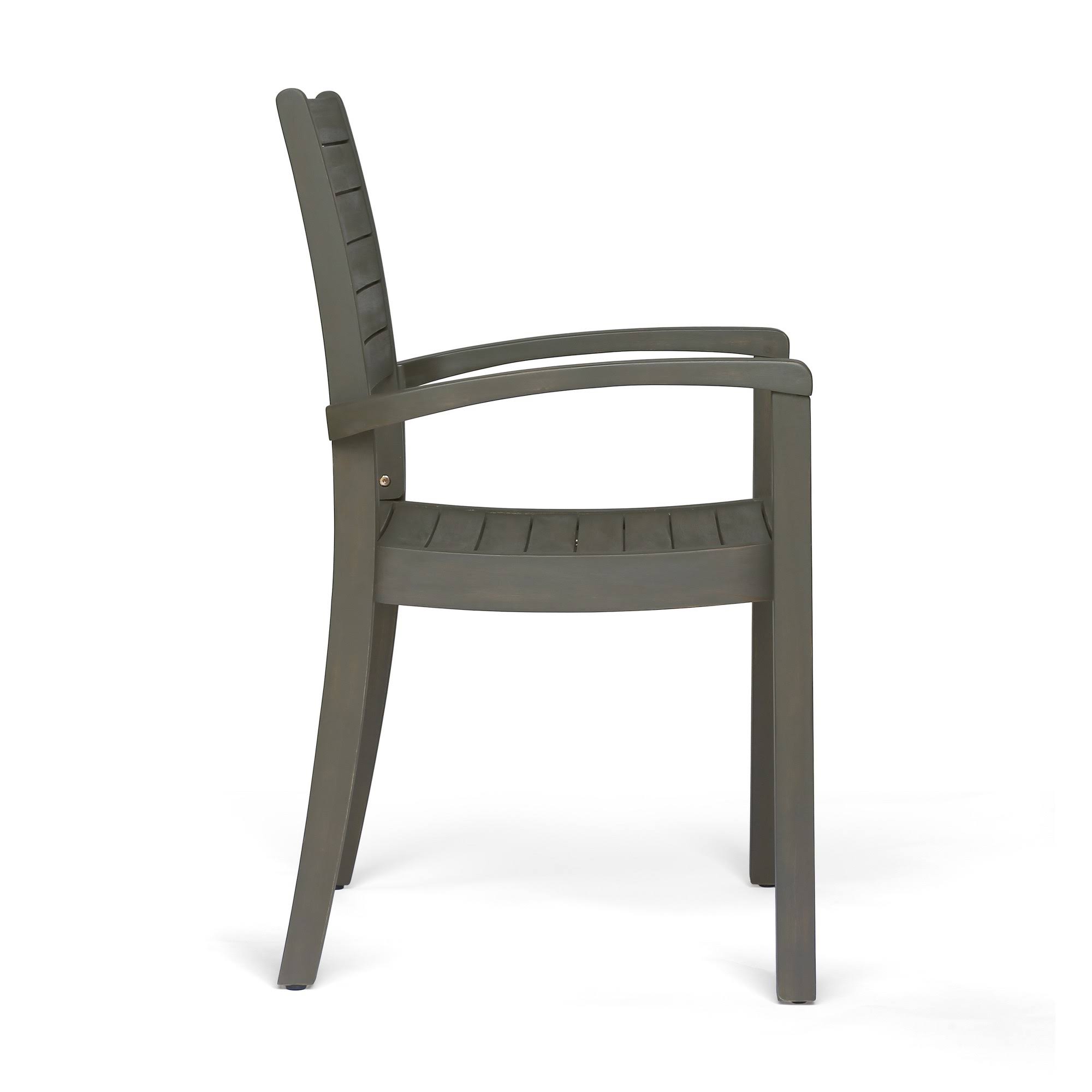 Christopher Knight Home Miguel Outdoor Acacia Wood Dining Chair (Set of 2) by, Gray