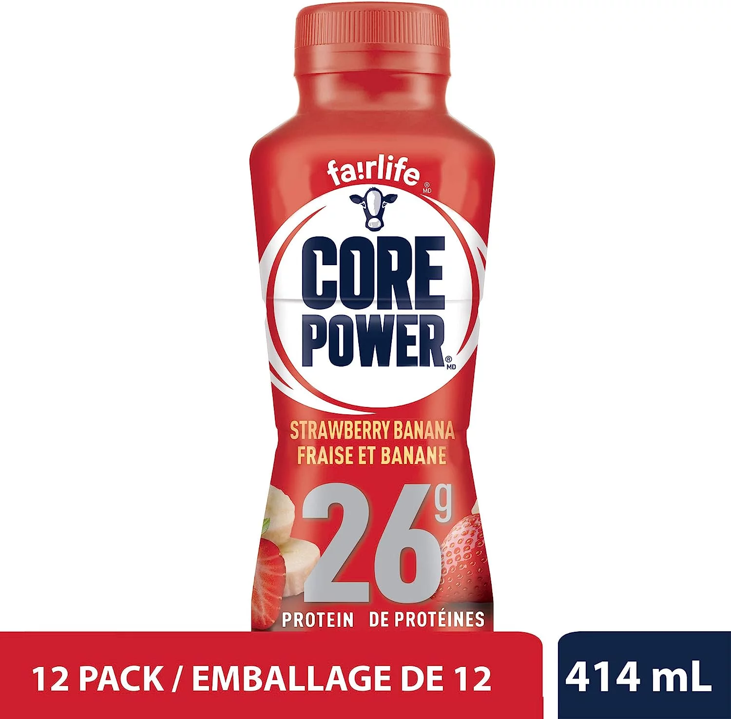 Core Power Fairlife High Protein Shakes, Banana & Strawberry Banana Flavor Pack (12 Bottle Pack of Each Flavor)