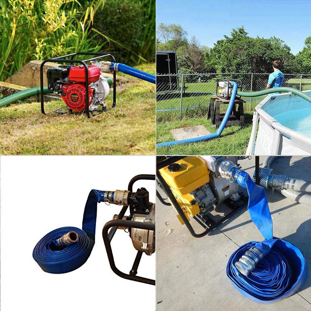 2" x 50' Blue PVC Lay-Flat Discharge Hose with Aluminum Camlock C and E Fittings