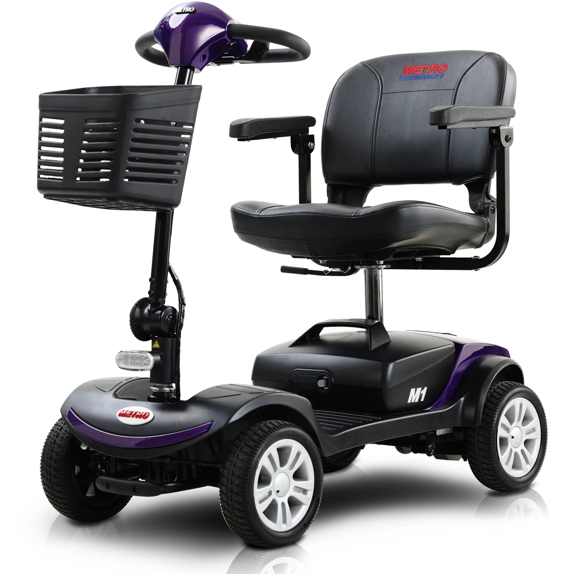 Travel Mobility Scooter, Heavy Duty Electric Scooters with 4 Anti-Tip Wheels, Compact Lightweight Mobility Scooters for Senior Adults Elderly, Foldable Mobility Scooter, Holds 300lbs, Purple