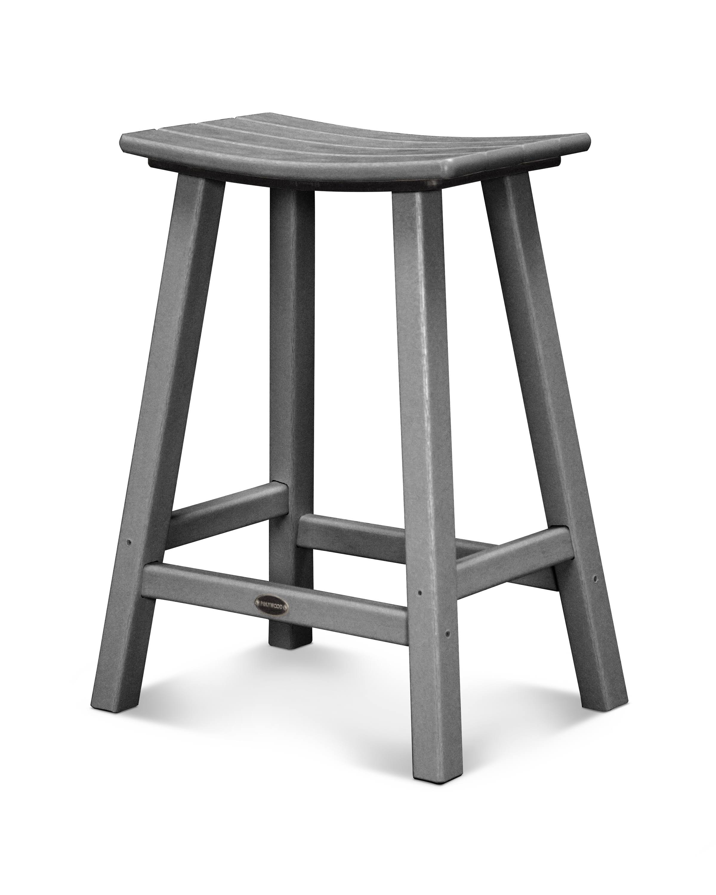 POLYWOOD Traditional 24x22 Saddle Bar Stool - Slate Grey