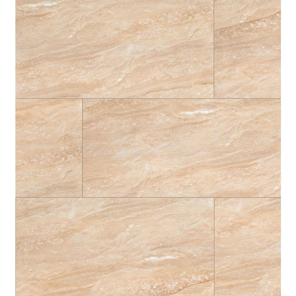 MSI Aria Oro 24 in. x 48 in. Polished Porcelain Floor and Wall Tile (16 Sq. ft./case), Beige