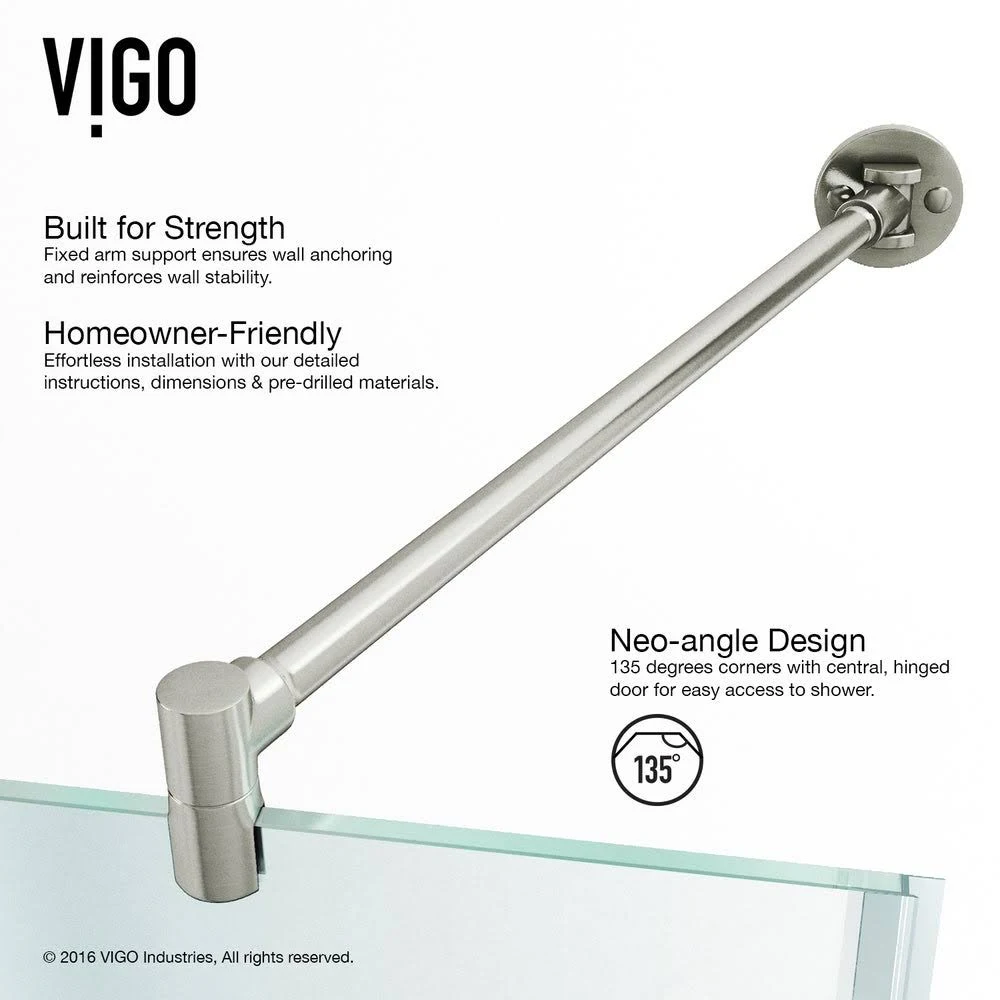 Vigo VG6061BNCL38W Verona Frameless Neo-Angle Shower Enclosure with Base