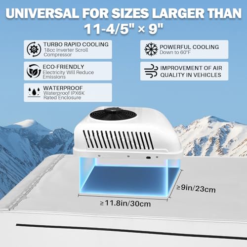 Camper 12V Rooftop AC Unit RV Air Conditioner Heater Combo, 12 Volt A/C Unit Low-Noise, Heating & Cooling for Car, Truck, Trailer, Boat