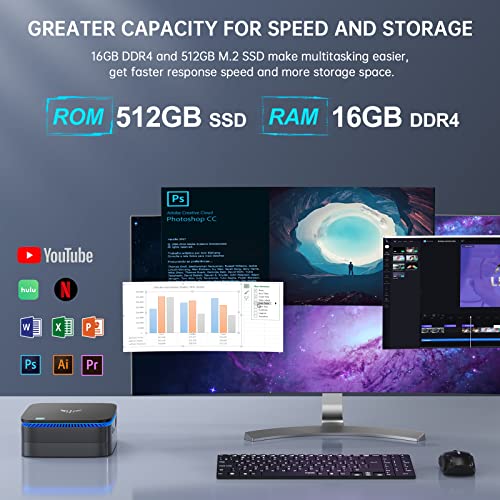KAMRUI Mini PC, AK1 Plus, 12th Gen N95 Processor (Up to 3.4GHz), Mini Desktop Computers 16GB DDR4 1TB SSD Support 4K UHD, LAN, WiFi/BT 4.2, Micro Tower for Business, Office, Home Server