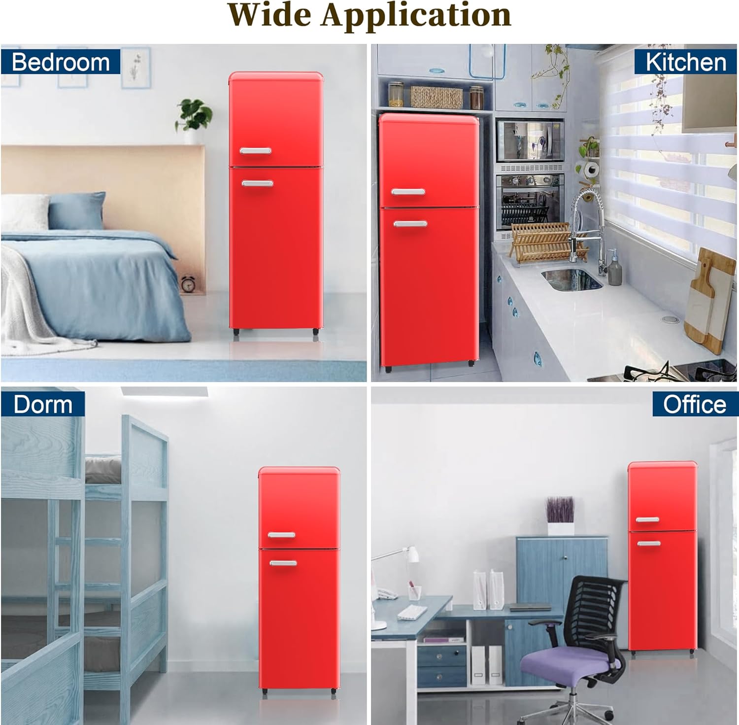 Retro Mini Fridge with Freezer for Dorm,4.2 Cu. Ft. Mini Fridge with Freezer Retro Style Double Door Small Fridge with Adjustable Thermostat, Retro Dorm Fridge with Freezer for Apartment,Office(Red)