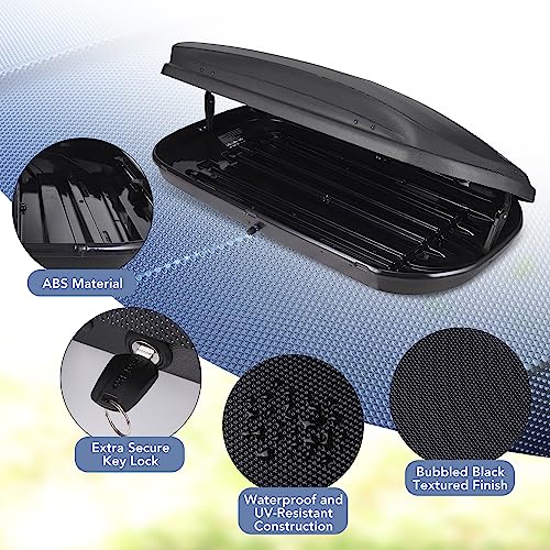 Rooftop Cargo Box Carrier,Dual-Side Opening Roof Mount Travel Luggage Storage Capacity,165Lbs Weight Capacity with Secure Straps&Keys, Vehicle Hard-Shell Carriers,Black