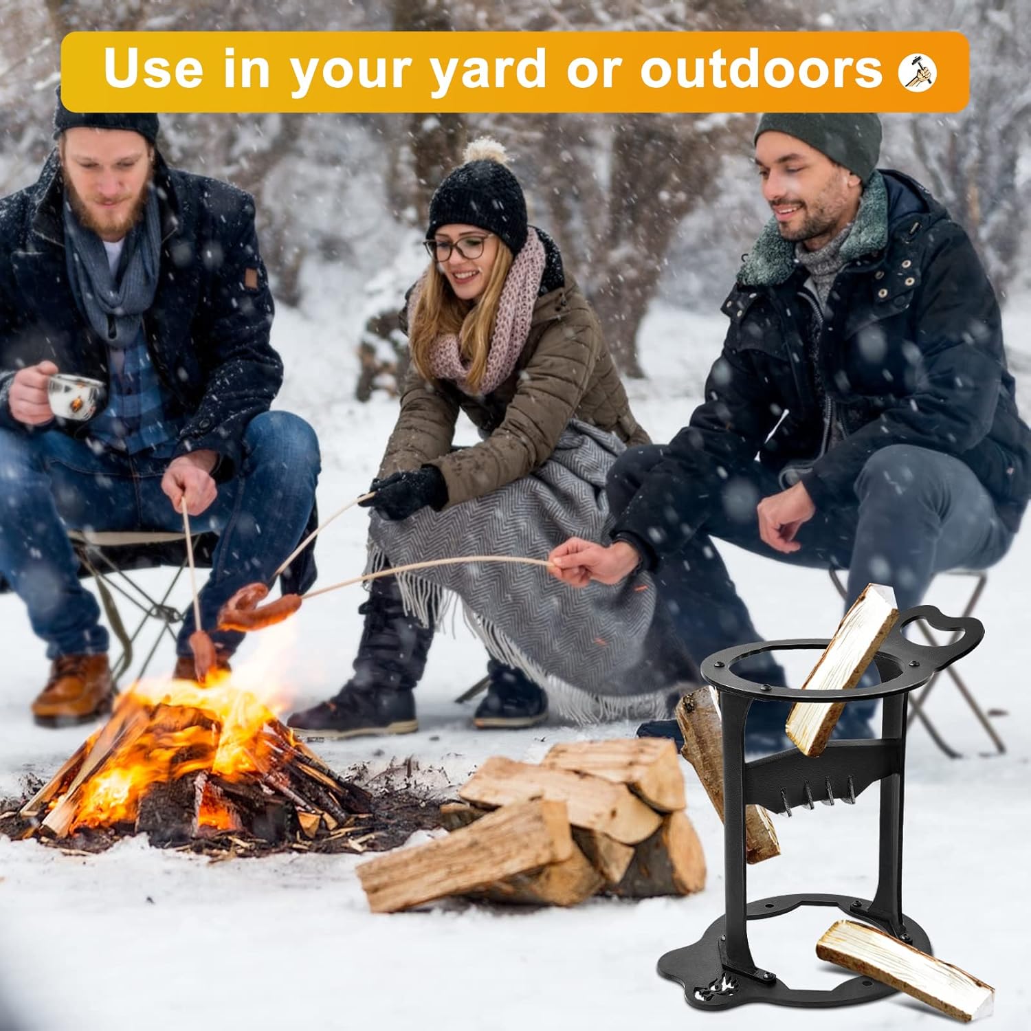 Sundpey Wood Splitter Firewood Kindling Splitter Manual Log Splitter High-Carbon Steel Stand Chopper Cutter Heavy Duty Wood Splitting Wedge Portable, Safely, Easily Tools for Fireplace, Barbecue Pack of 2