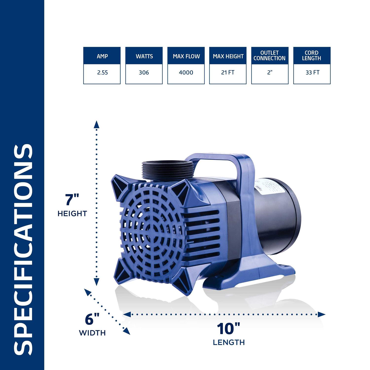 Alpine Corporation 3100 GPH Cyclone Pond Pump Submersible PAL3100 - Shop Hardware Tools Online Store