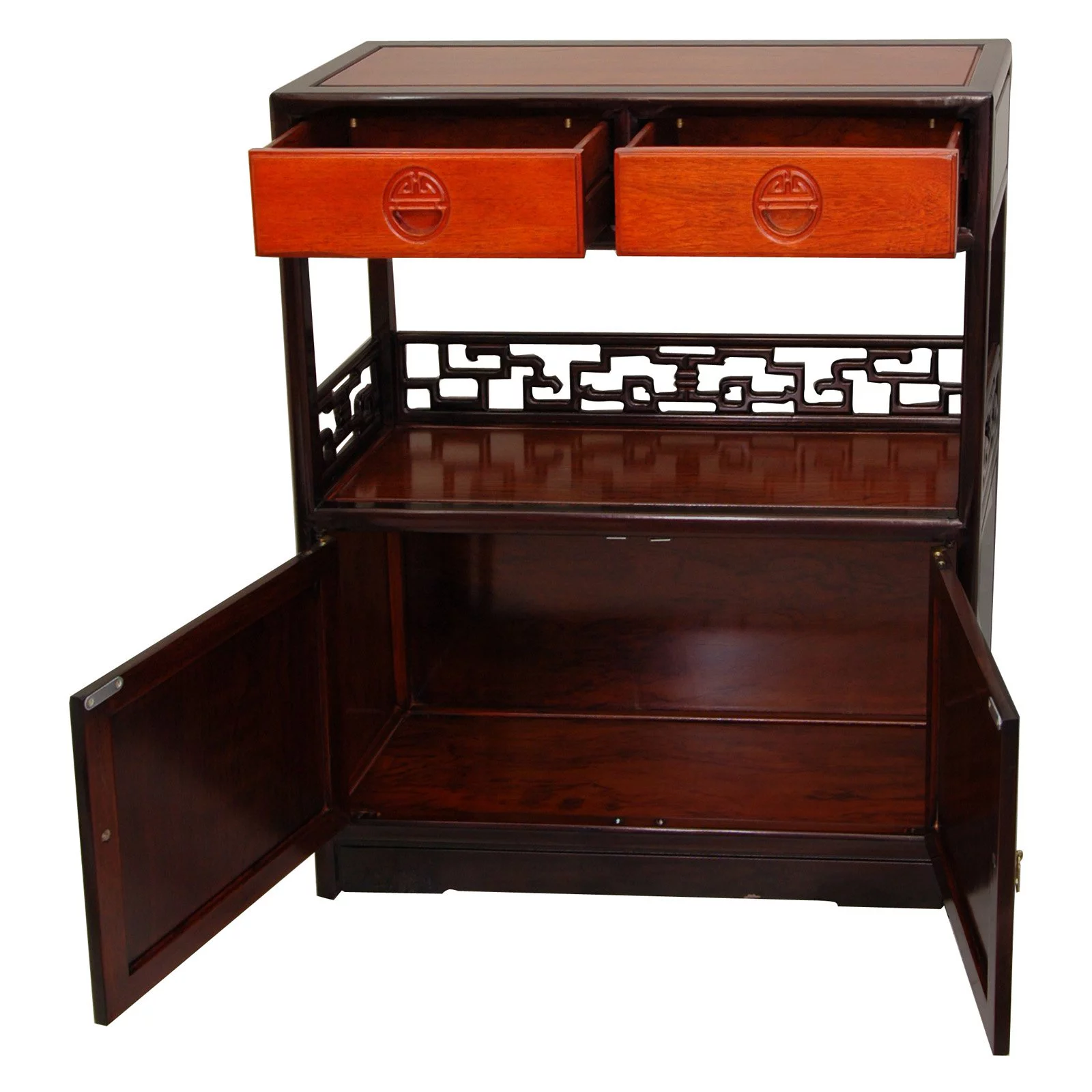Oriental Furniture Oriental Furniture Rosewood Long Life Display Cabinet, 34.00"H, Asian design, traditional