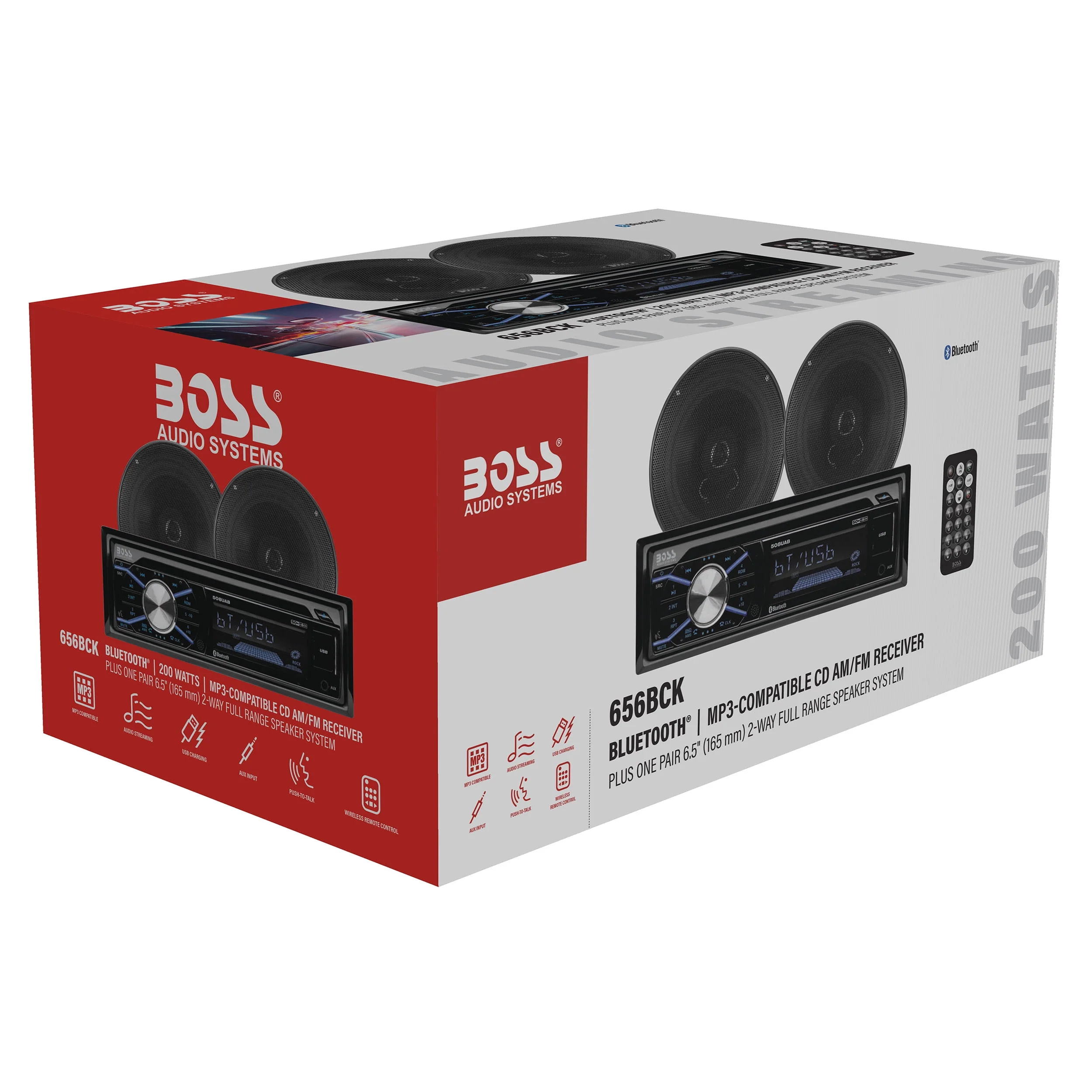 BOSS Audio Systems 656BCK Car Stereo Package with Single Din Stereo and Speakers