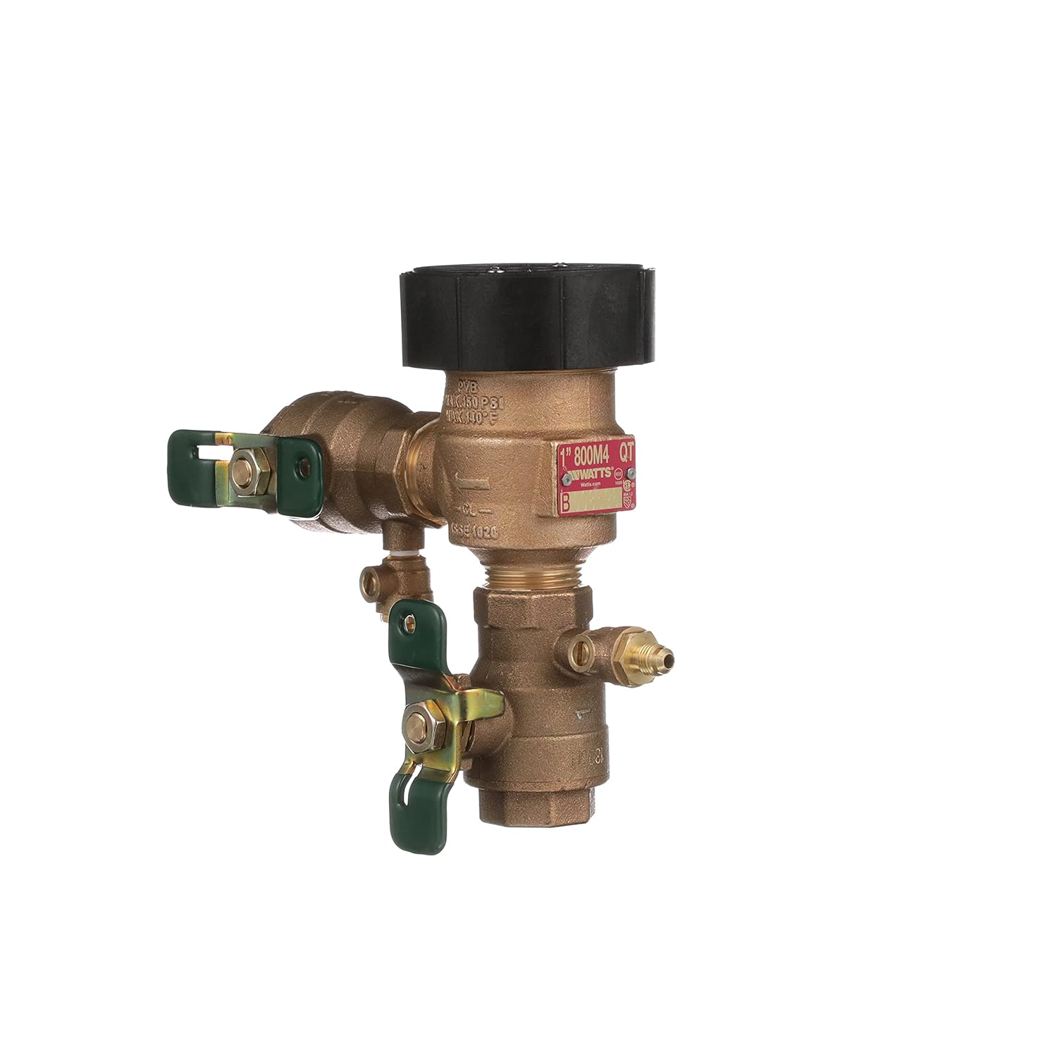 Watts 800M4-QT Anti-Siphon Pressure Vacuum Breaker Quarter Turn Shutoff, Tee Handles, 1 Inch, Bronze