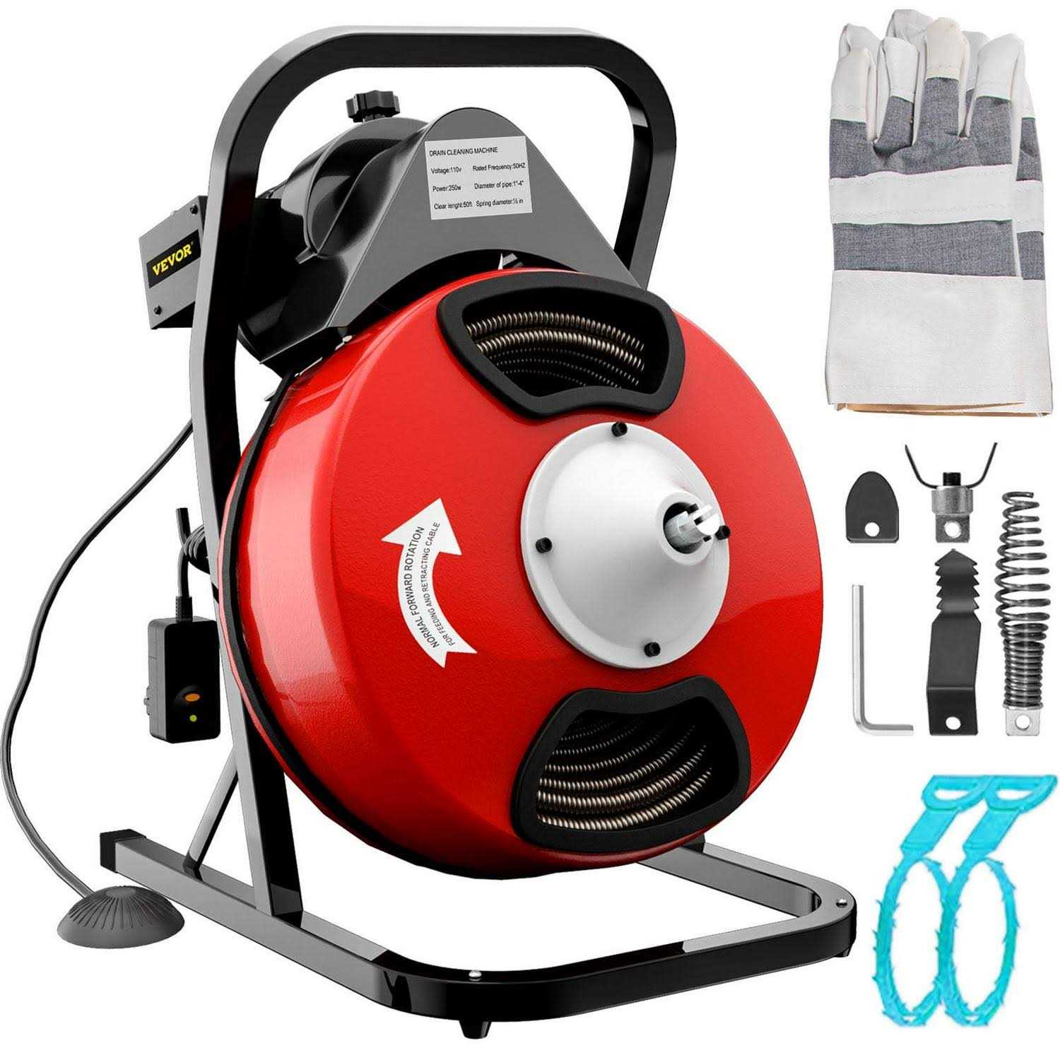 VEVOR Drain Cleaner Machine Electric Drain Auger 50FTx1/2In - Shop Hardware Tools Online Store