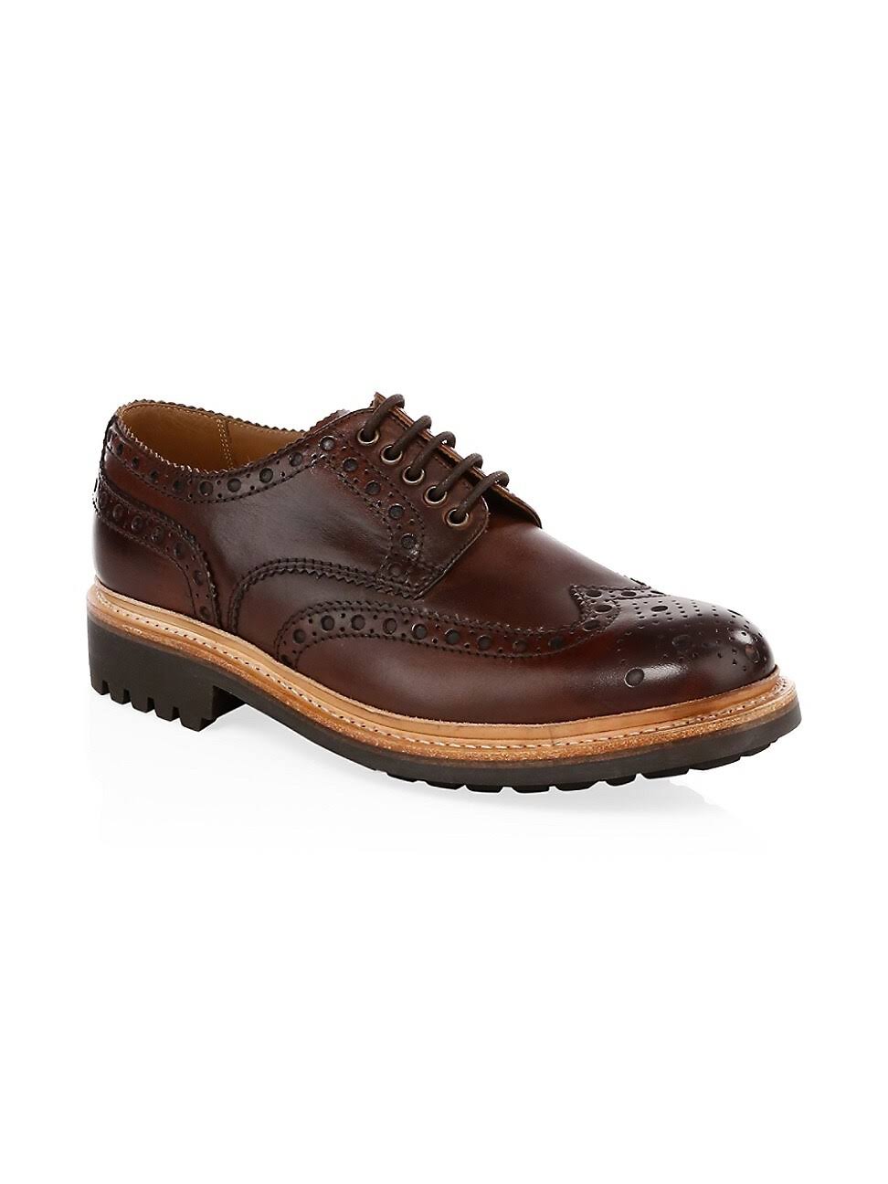 Grenson Archie Gibson Brogue in Dark Brown Hand Painted Calf Leather with A Commando Sole