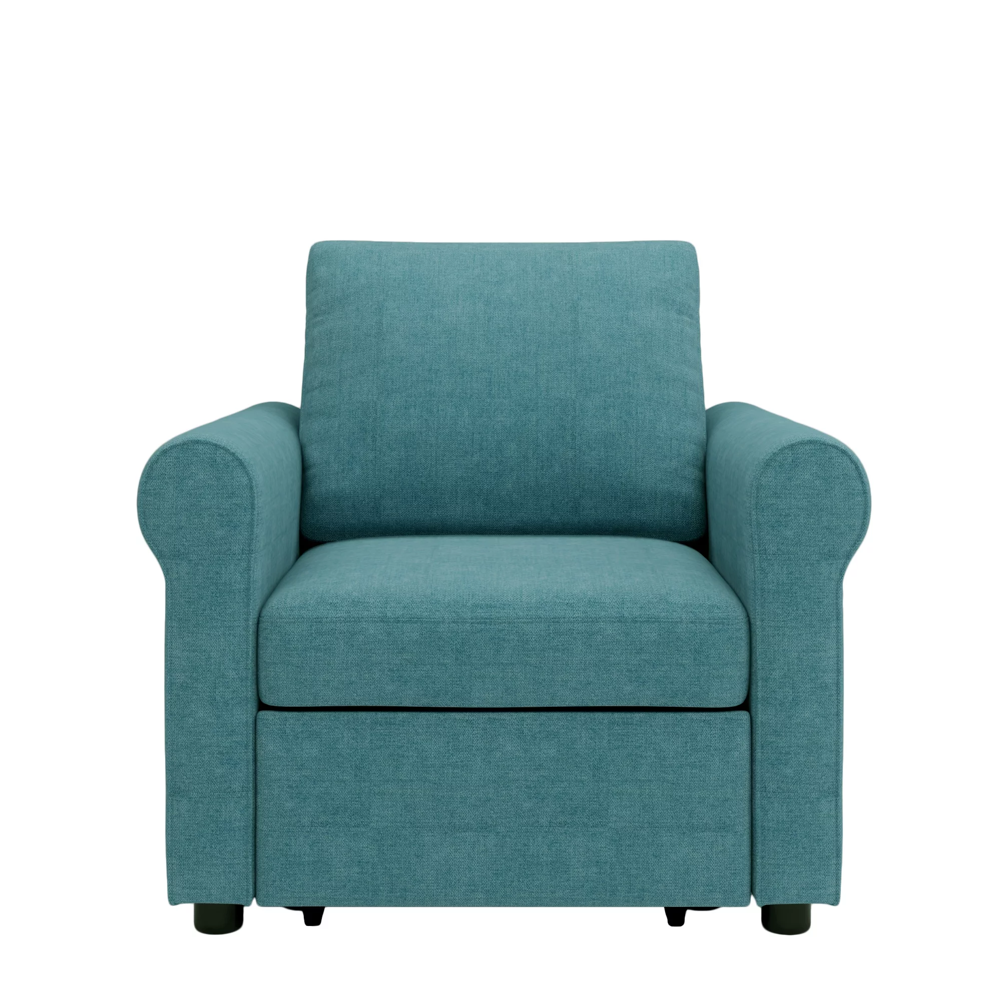 Modern Style 3-in-1 Sofa Bed Chair, Teal, Convertible Sleeper Chair Bed, Metal Frame, High Density Foam - Curated Treasures Market