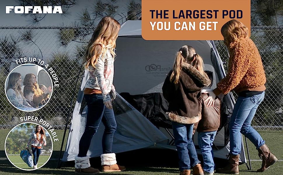 FOFANA All Weather Sports Pod Tent for up to 4 People - Pop up tent - Sports Tent with Clear and Mesh Windows