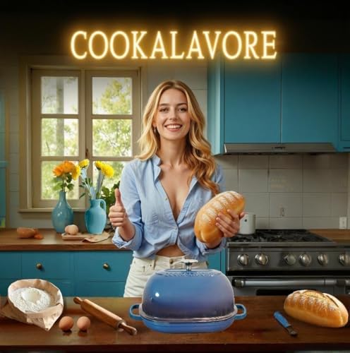 Cast Iron Dutch Oven,6 QT Bread Oven,Thick Enameled Loaf Pan with Lid,Bread Pans for Homemade Bread,14.5"Dutch Oven for Bread Baking,Loaf Pans-with Silicone Baking Mat&Recipe,Gifts for Family,Blue