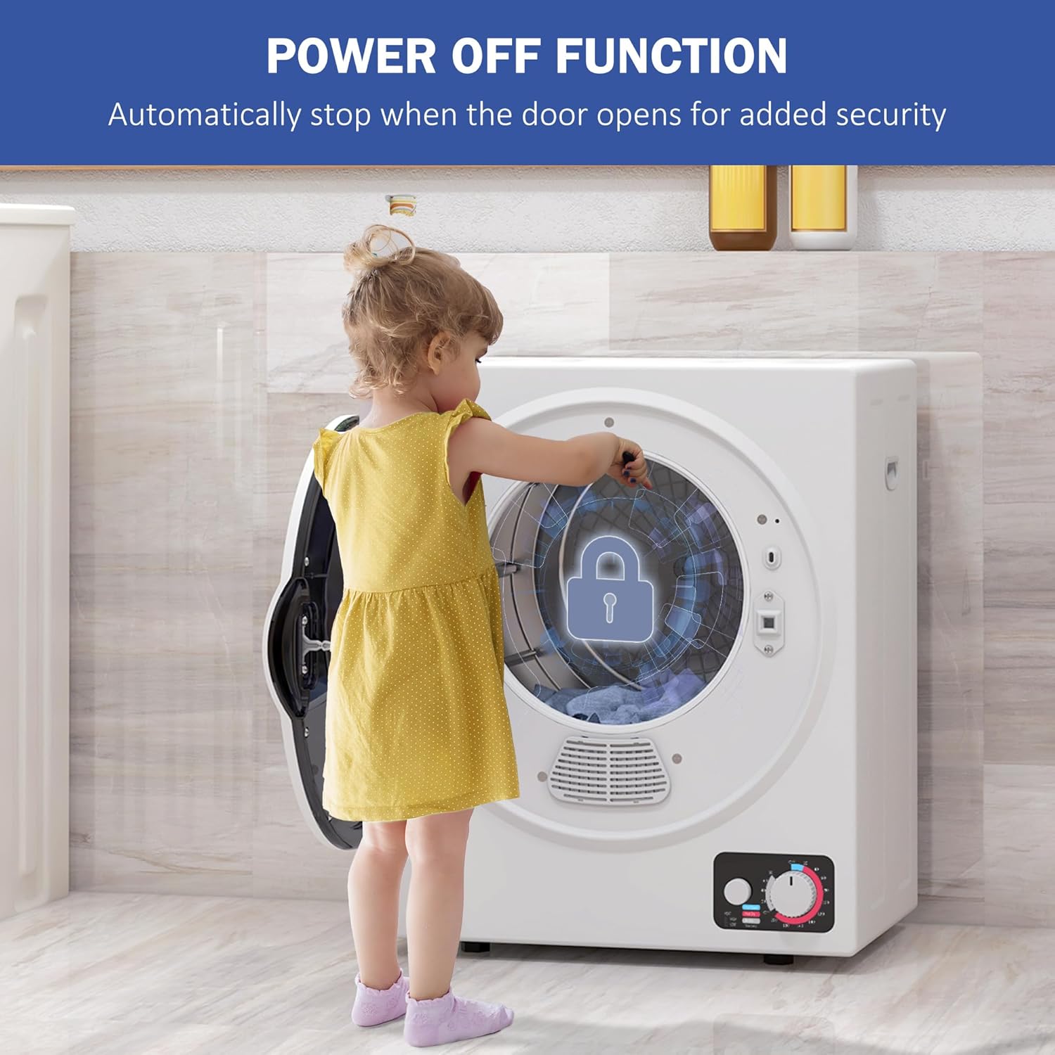 HOMCOM Portable Clothes Dryer, 120V 850W Compact Laundry Dryer with 1.5 cu.ft Stainless Steel Tub and 4 Drying Modes, 9 lbs Front Load Electric Dryer for Apartments Dorms RVs, White