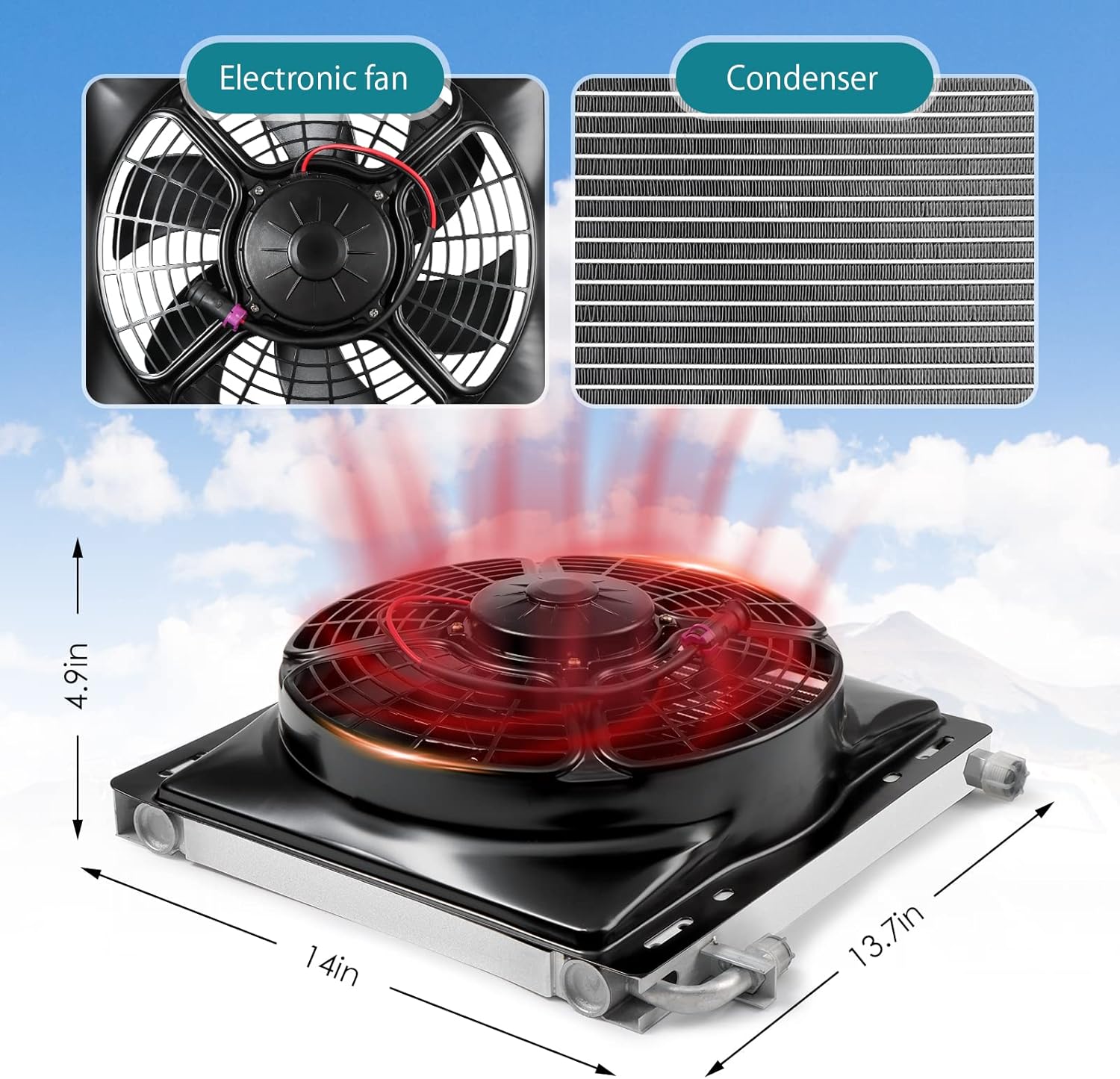 12V automobile air conditioner electric compressor, applicable to refitting automobile air conditioning system, no oil consumption air conditioning compressor kit 12V DC air conditioning unit