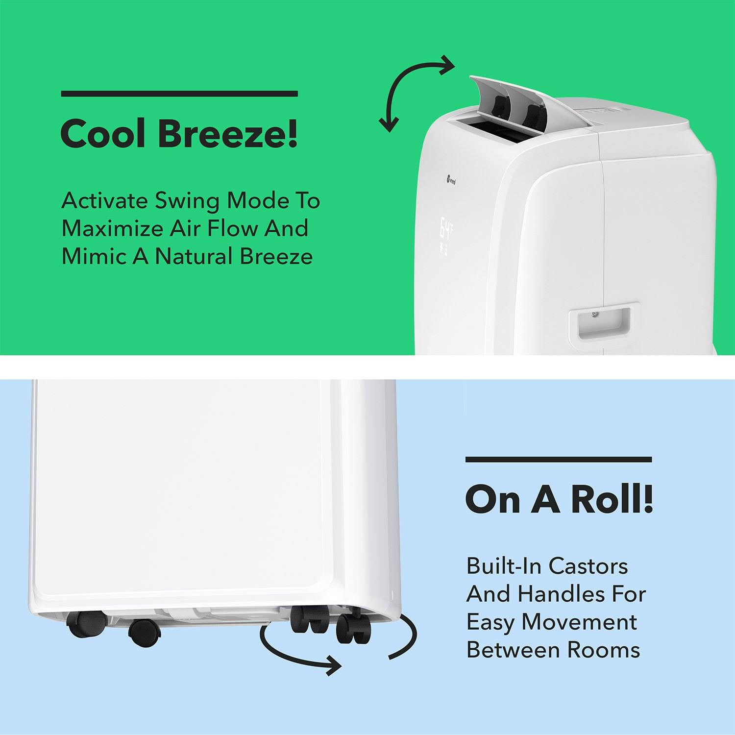 Vremi 12,000 BTU Portable Air Conditioner - Conveniently Cools Rooms 350 to 500 Square Feet - LED Display, Auto Shut-Off, Remote