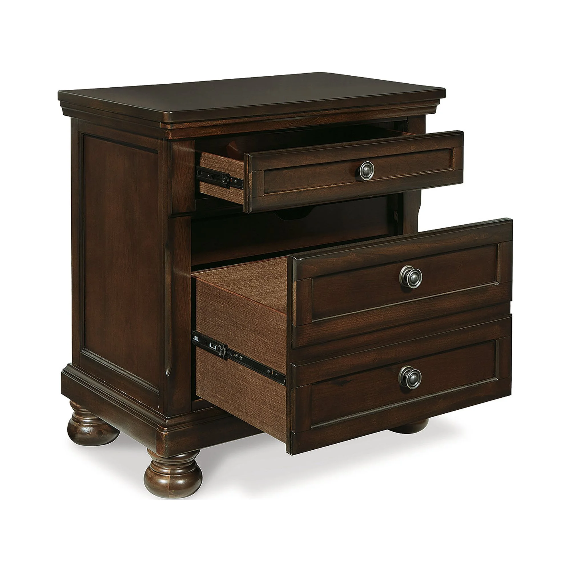 Signature Design by Ashley Porter Classic 2 Drawer Nightstand with Dovetail and Ball-bearing Construction, Dark Brown