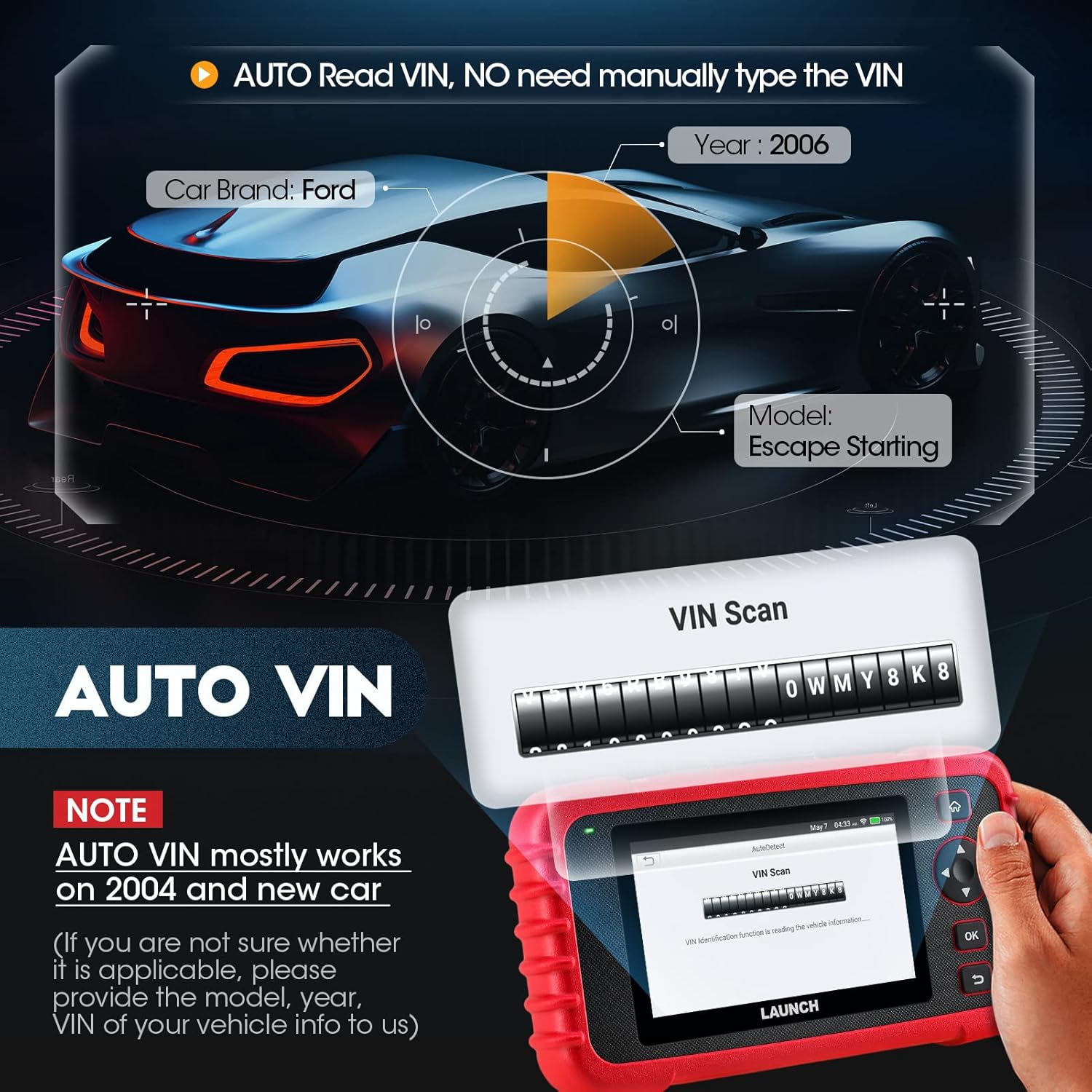 2022 Newest LAUNCH OBD2 Scanner CRP123X Elite Scan Tool, Car Diagnostic Scanner for ABS SRS Transmission Engine with AUTO VIN, Lifetime WiFi Free Update, Battery Test,Android 7.0, 5''Touch Screen