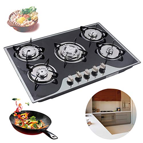 BEYANEE Gas Cooktop 30Inch, Built in Gas Stove 5 Burners, Stainless Steel Gas Hob, NG/LPG Convertible Gas Burners, Gas Range Top for Kitchen RV Outoor - Thermocouple Protection
