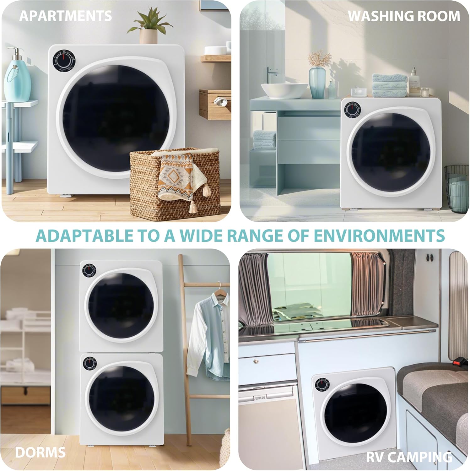 2.6 Cu.Ft. Mini Dryer Machine 1350W Portable Clothes Dryer with Overheating Protection Portable Dryer Machine for Clothes with Exhaust Duct Compact Clothes Dryer Machine for RV Apart Dorm
