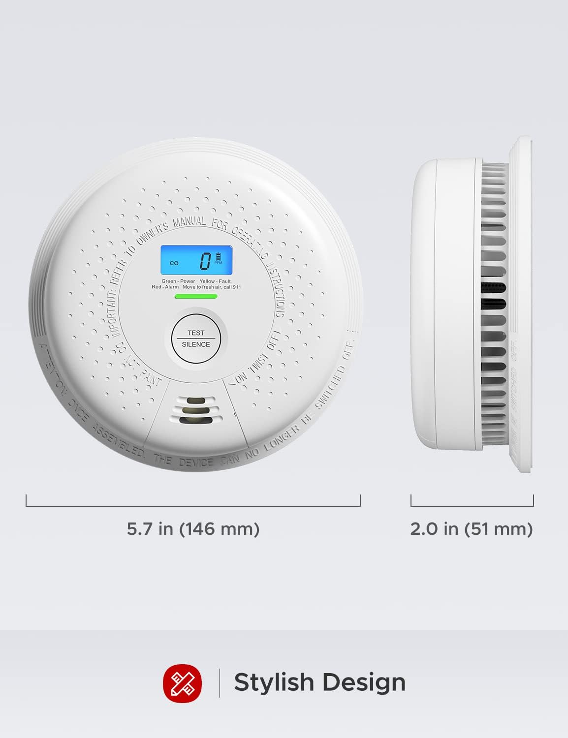 X-Sense 10 Year Battery (Not Hardwired) Smoke and Carbon Monoxide Detector with LCD Display, Dual Sensor Smoke CO Alarm Complies with UL 217 & UL 2034 Standards, Auto-Check, SC01