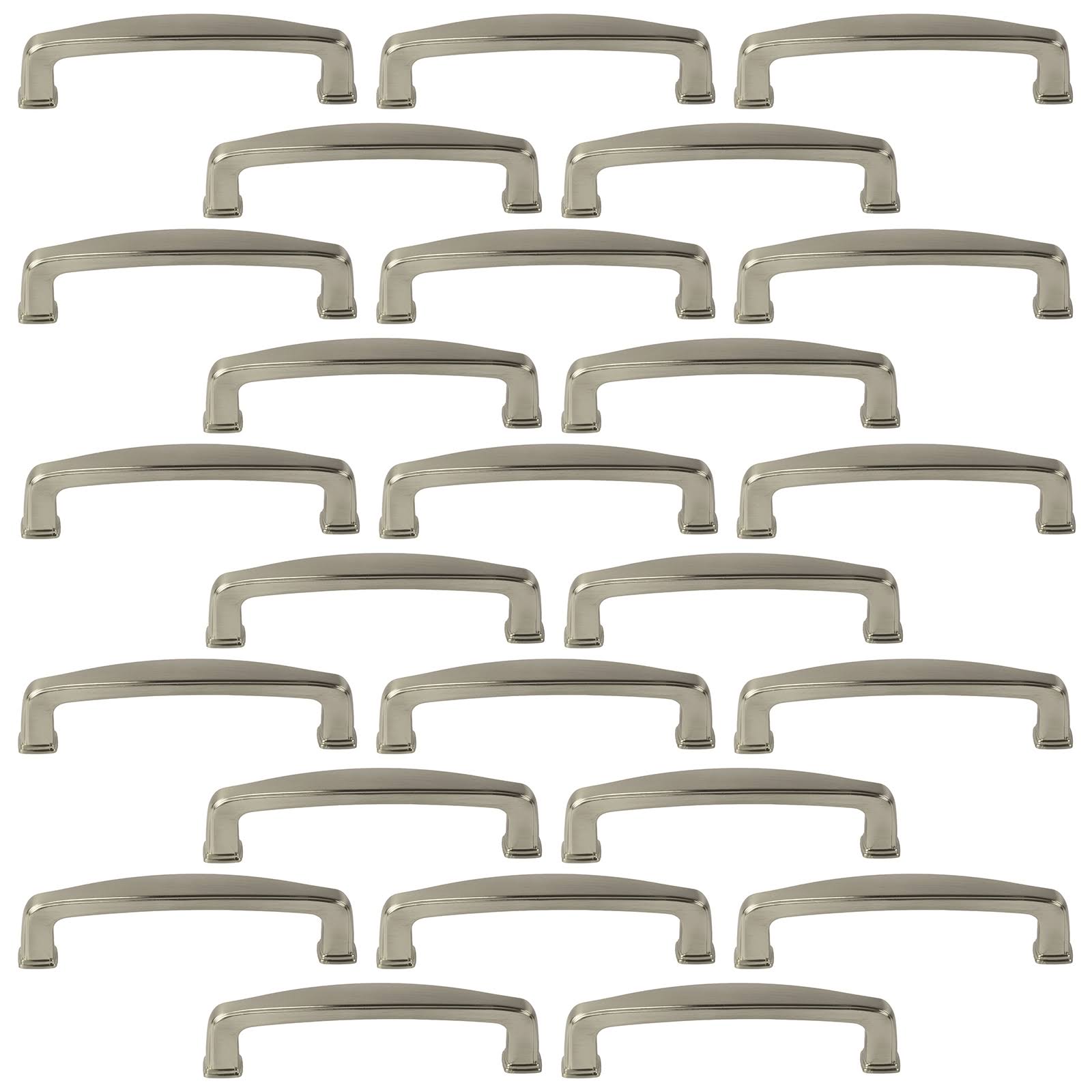 25 Pack of Brookwood Brushed Satin Nickel Cabinet Hardware Square Modern Pull Door Handles