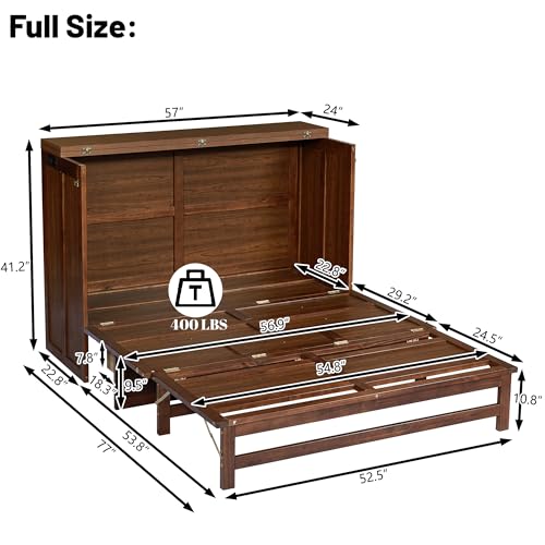 Queen Murphy Bed Cabinet, Murphy Bed Queen with Storage Drawer & Charging Station, USB Port, Solid Pine Wall Beds for Home Office, Studio or Guest Room, White