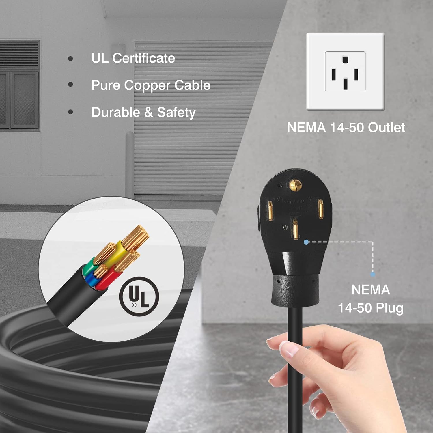 Keruida Level 2 EV Charger 40Amp 240V, Portable EV Charger with NEMA 14-50 Plug SAE J1772 Cable, Home EV Charging Station Adjustable Currents 16A-40A, with EV Charger Holder, Timing Delay