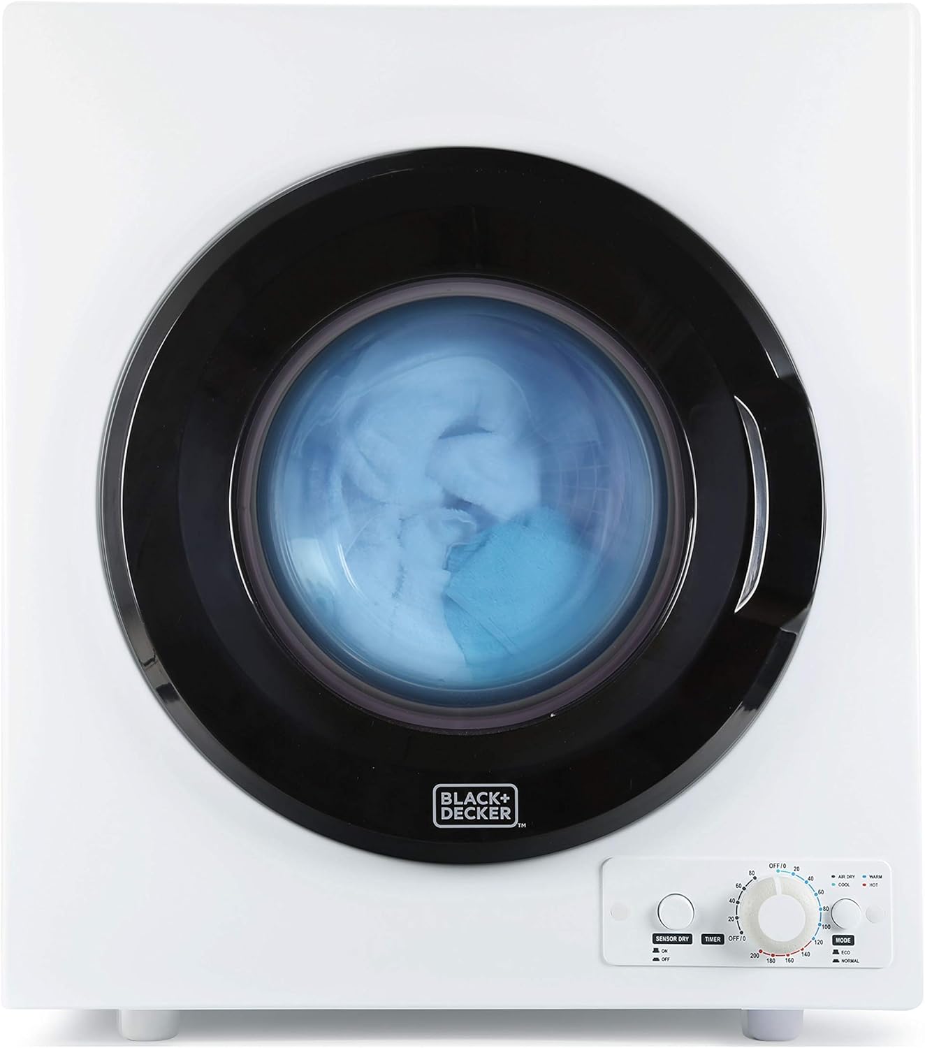 BLACK+DECKER BCED37 Compact Dryer for Standard Wall Outlet, Small, 4 Modes, Load Volume 13.2 lbs. & COMFEE’ Countertop Dishwasher, Energy Star Portable Dishwasher, 6 Place Settings