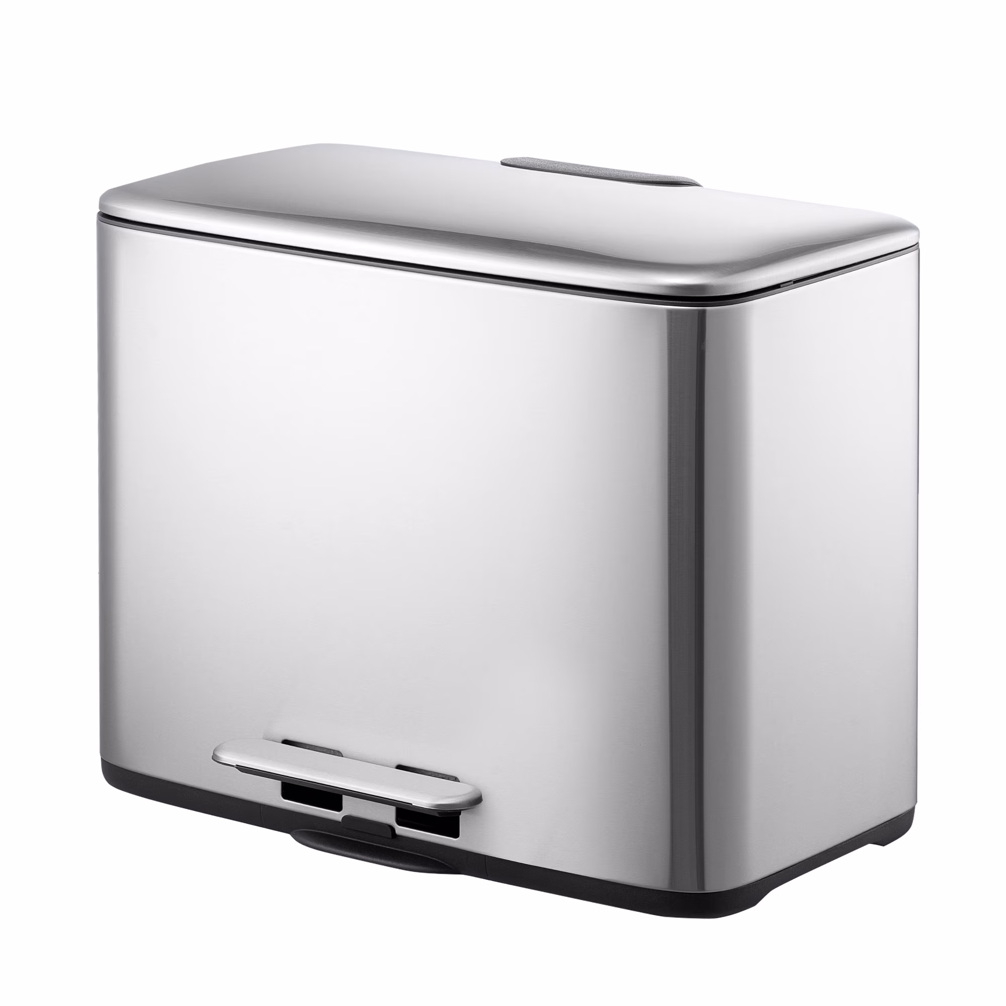 Innovaze 9.5 Gallon Trash Can, 4.75 Gallon Dual Compartment Recycling Step-On Kitchen Trash Can, Stainless Steel