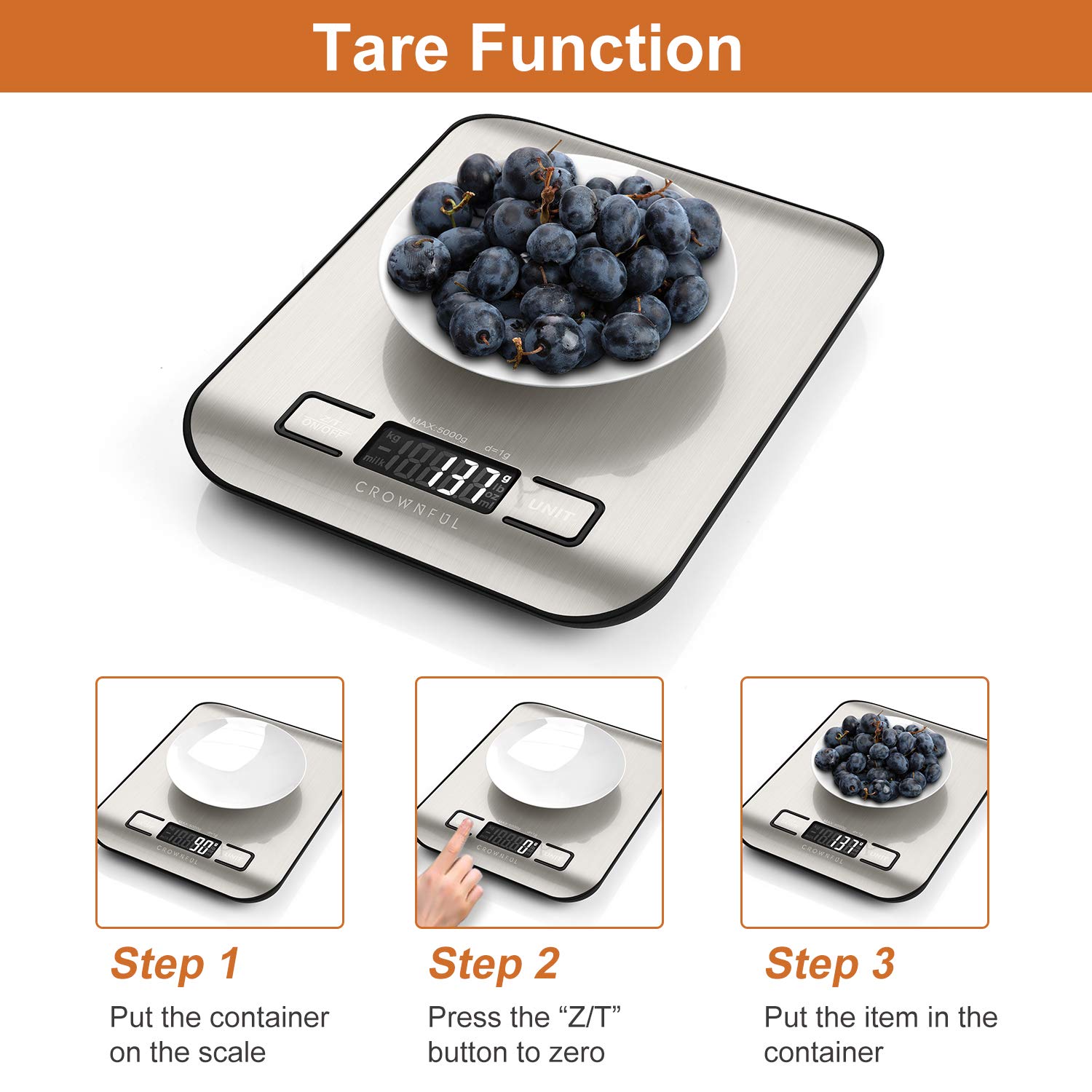 CROWNFUL Ice Makers Countertop, Portable Small Ice Machine with Self-Cleaning & CROWNFUL Food Scale