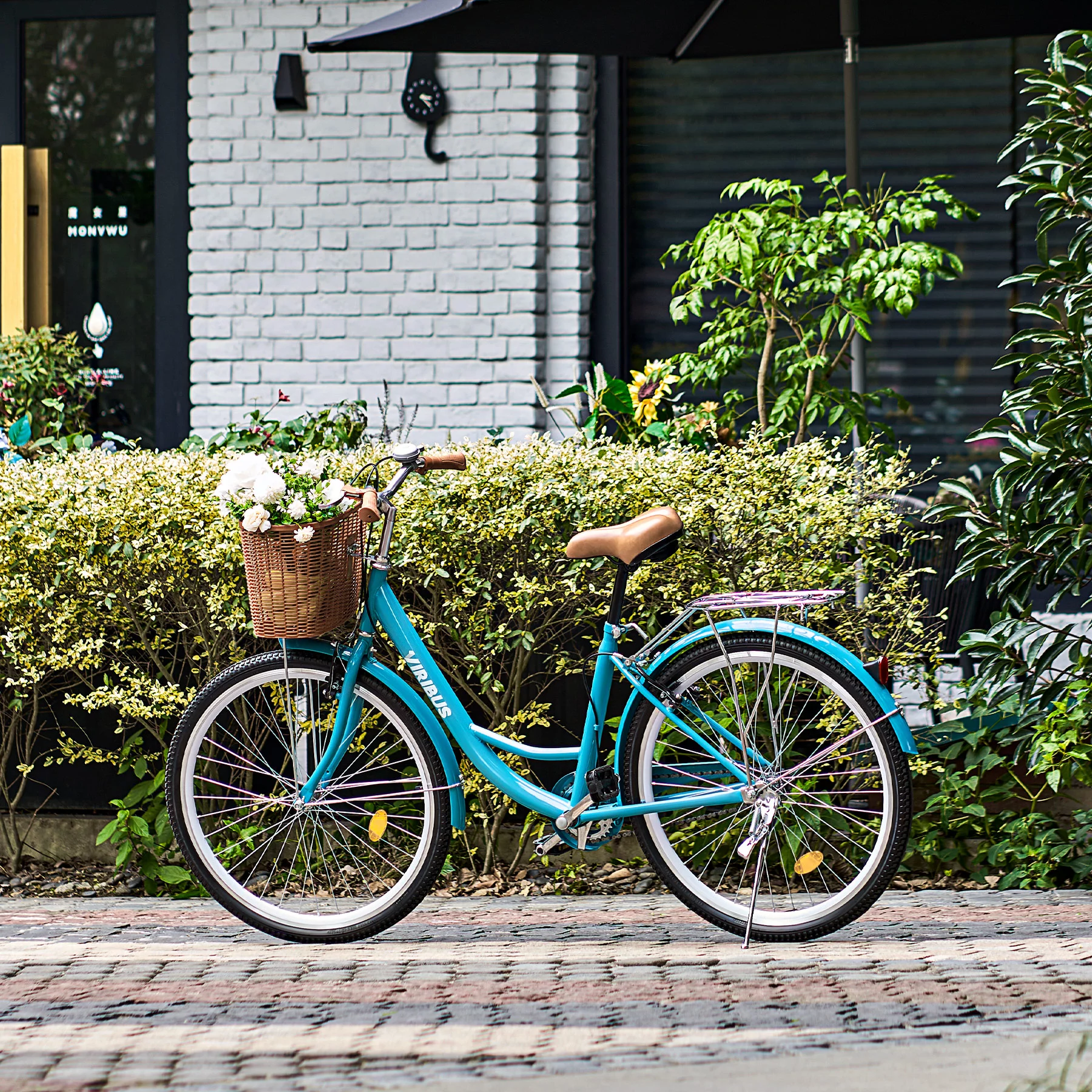 Viribus Beach & City Cruiser Bike 26 Inch Women's Comfort Bike with Basket & Rack Teal