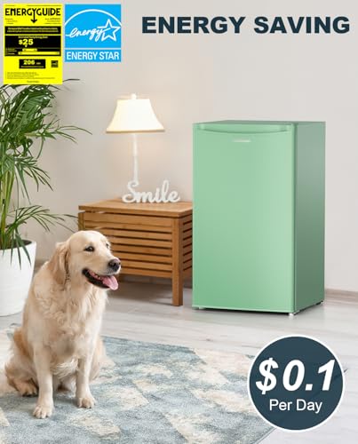 Upstreman 3.2 Cu.Ft Mini Fridge with Freezer, Single Door Mini Fridge, Dorm Fridge, Adjustable Thermostat, Mini Refrigerator for Bedroom, Office, Dorm, Black-BR321