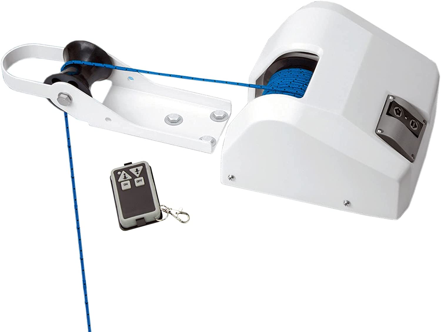 Miumaeov Electric Anchor Winch, Marine Anchor Winch Saltwater Boat Electric Windlass Anchor Winch w/ Wireless Remote Control Heavy Duty Towing Winches for Fishing Pontoon Boats (25LBS)
