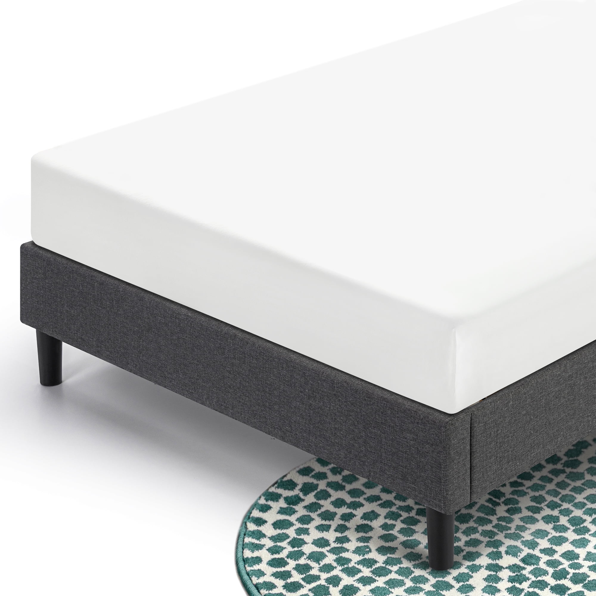Zinus Curtis 13" Upholstered Platform Bed Frame, Grey, Full