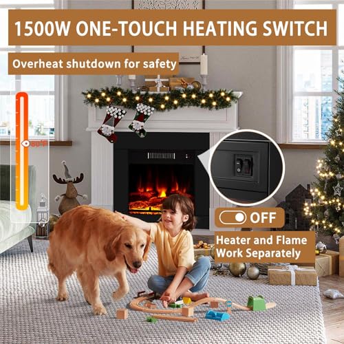 oneinmil Electric Fireplace, Electric Fireplace Heater, 3D Realistic Flame