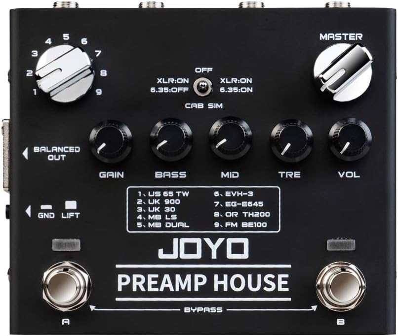 JOYO Preamp House R-15 R Series Dual Channel Cabinet Simulator Pedal with Clean and Distortion for Electric Guitar Effect (R-15)