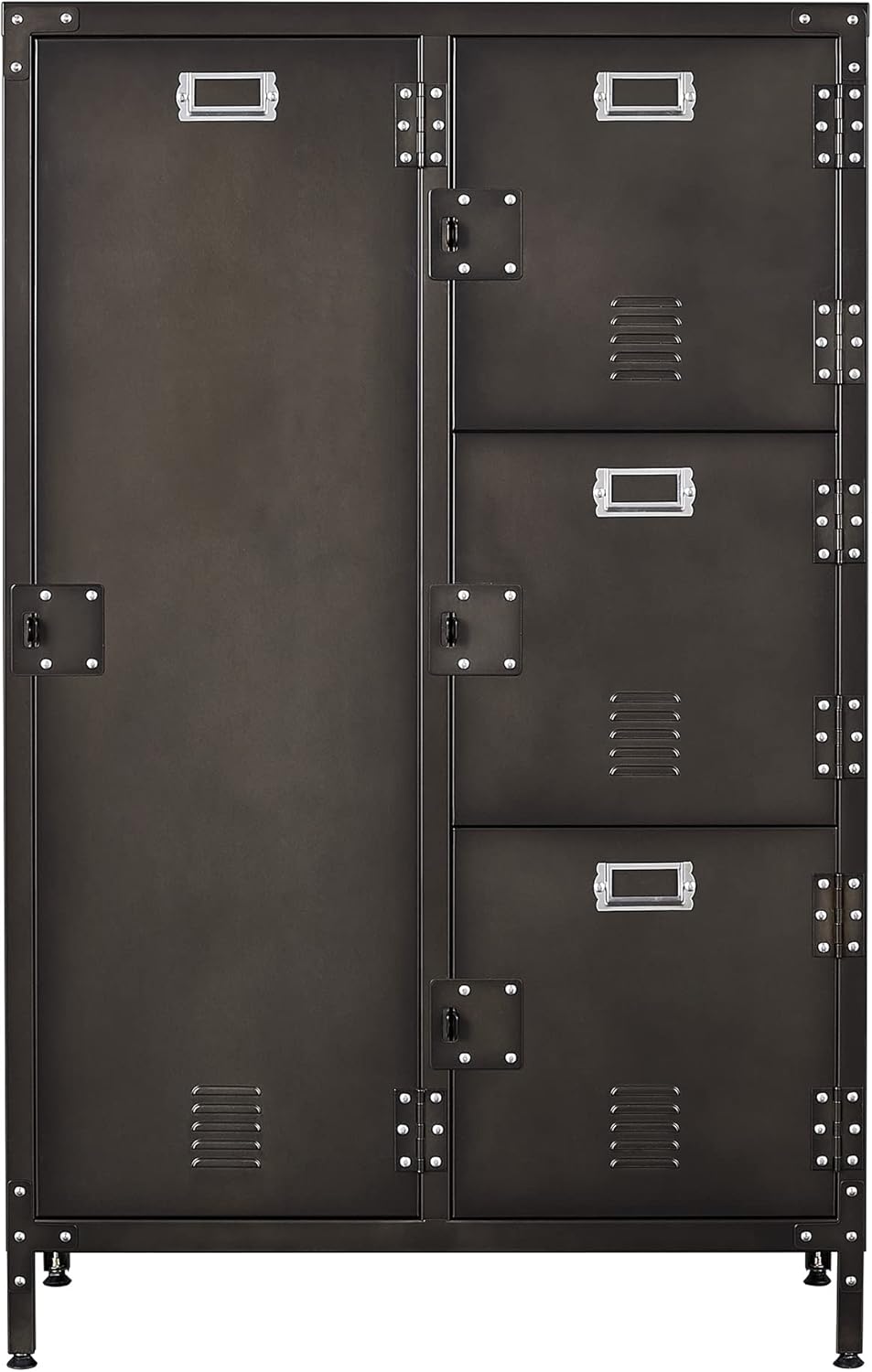 Metal Storage Cabinet, Storage Locker Employees Locker with 4 Doors, 47 Height Steel Cabinet with Lockable Doors, Storage Cabinet with Adjustable Feet for Home Office Gym.