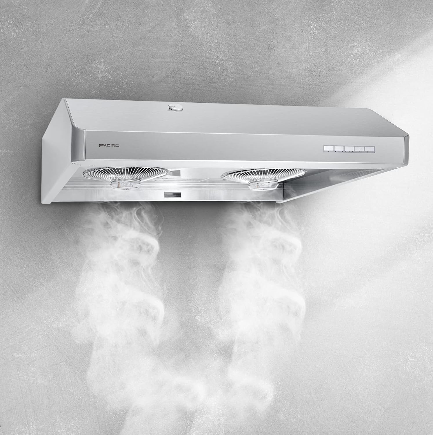 Pacific Kitchen Vent Hood AC30BS – 30 Inch Under Cabinet Range Hood – Filterless Modern Stainless Steel Hood Vent with 900 CFM Suction, Dual Fans, LED Touch Controls and Auto-Clean Function