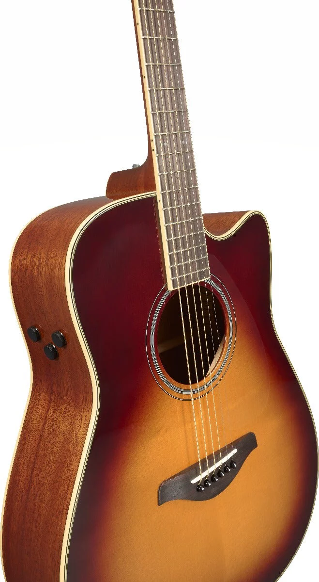 Yamaha FGC-TA TransAcoustic Dreadnought Cutaway Acoustic-Electric Guitar Brown Sunburst - Curated Treasures Market